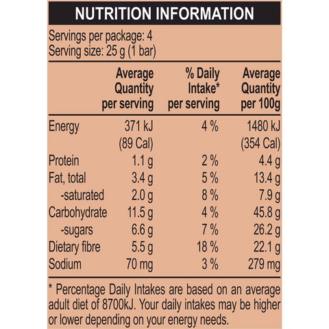 Fibre One 90 Calorie Triple Choc Cake Snack Bars 4 Pack