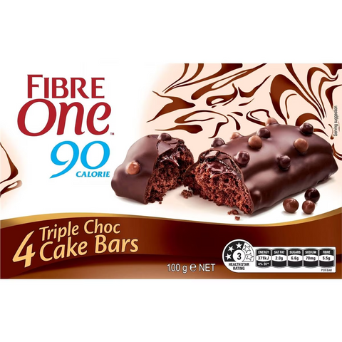 Fibre One 90 Calorie Triple Choc Cake Snack Bars 4 Pack