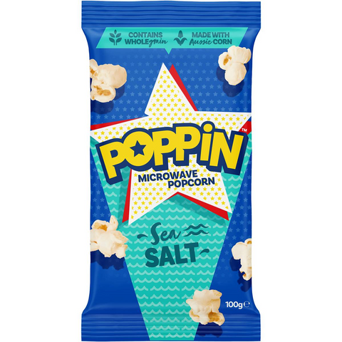 Poppin Microwave Popcorn Sea Salt Flavour 100g