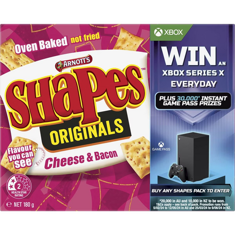 Arnott's Shapes Cheese & Bacon Cracker Biscuits 180g