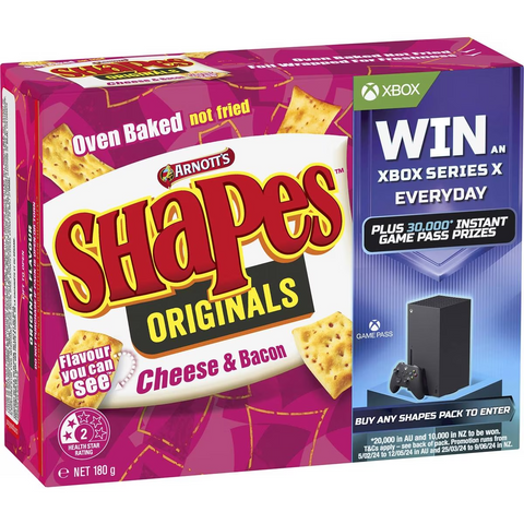 Arnott's Shapes Cheese & Bacon Cracker Biscuits 180g