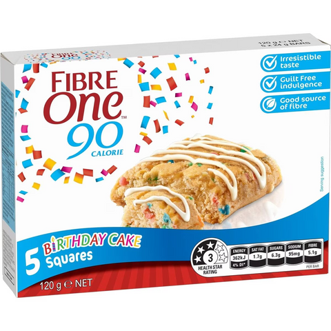 Fibre One 90 Calorie Birthday Cake Bars 5 Pack