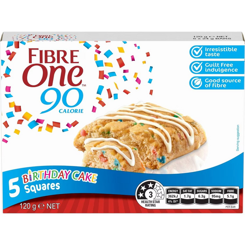 Fibre One 90 Calorie Birthday Cake Bars 5 Pack