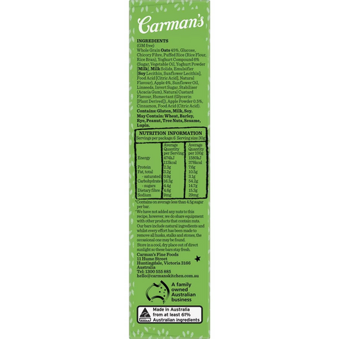 Carman's Aussie Oat Bars Apple Pie 6 Pack