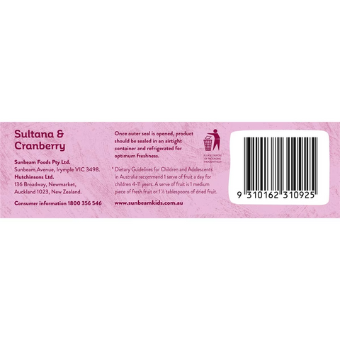 Sunbeam Sultanas & Cranberry 6 Pack