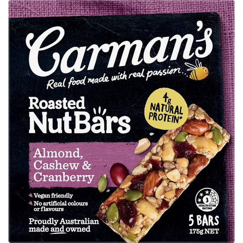 Carman's Nut Bars Almond, Cashew & Cranberry 5 Pack