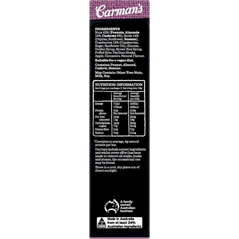 Carman's Nut Bars Almond, Cashew & Cranberry 5 Pack