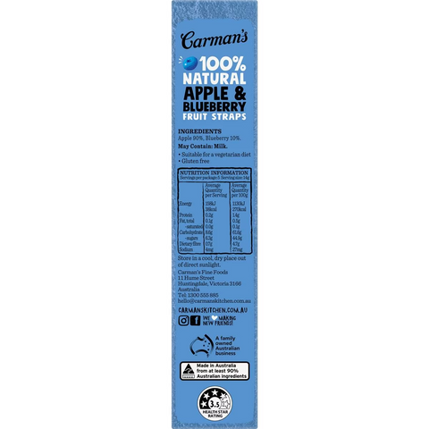 Carman's Apple & Blueberry Fruit Straps 5 Pack