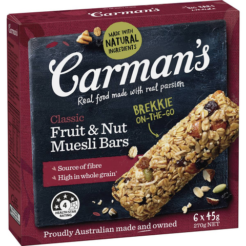 Carman's Muesli Bars Classic Fruit & Nut 6 Pack