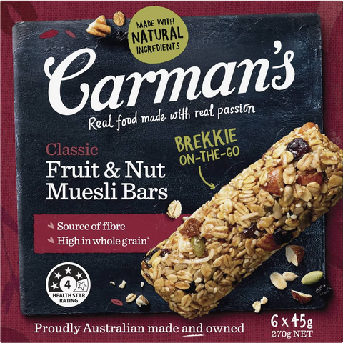 Carman's Muesli Bars Classic Fruit & Nut 6 Pack