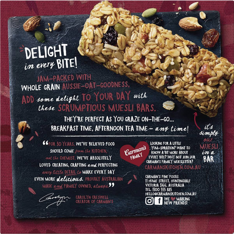 Carman's Muesli Bars Classic Fruit & Nut 6 Pack