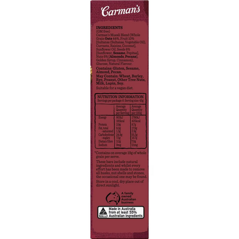 Carman's Muesli Bars Classic Fruit & Nut 6 Pack