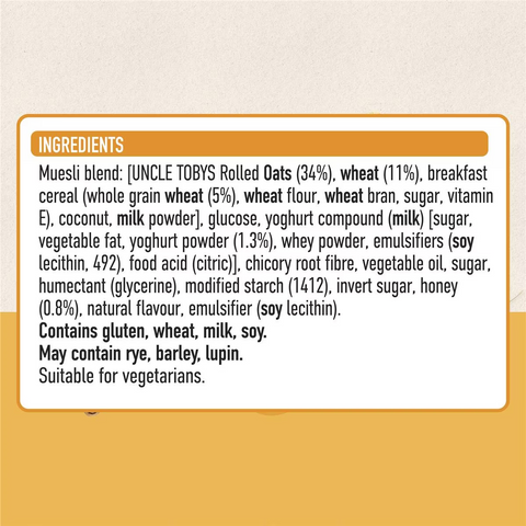 Uncle Tobys Muesli Bars Yoghurt & Honeycomb 185g