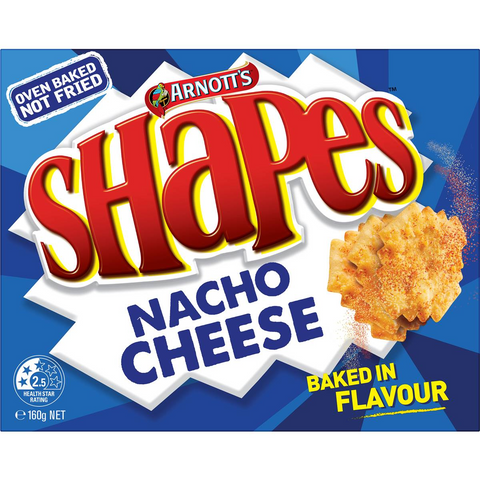 Arnott's Shapes Nacho Cheese Cracker Biscuits 160g