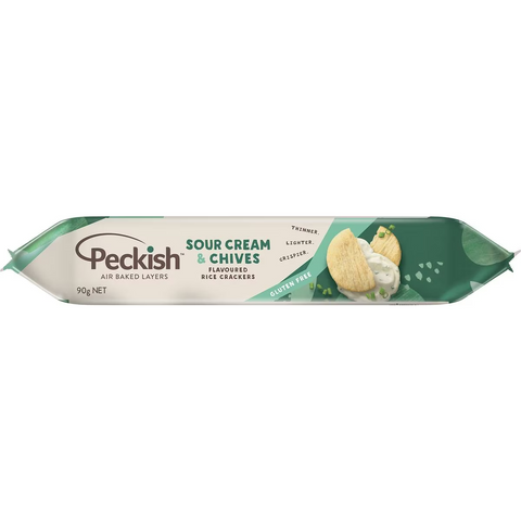 Peckish Rice Crackers Sour Cream & Chives 90g