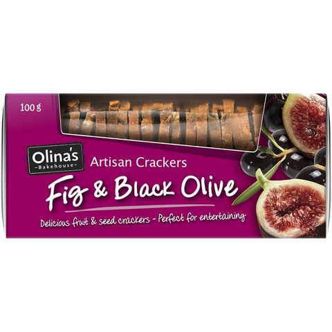 Olina's Bakehouse Artisan Cracker Biscuits Fig & Black Olive 100g