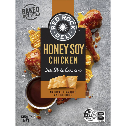 Red Rock Deli Deli Style Crackers Honey Soy Chicken 135g