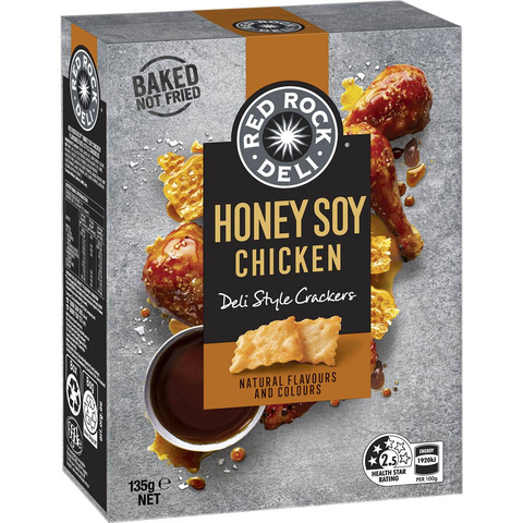 Red Rock Deli Deli Style Crackers Honey Soy Chicken 135g