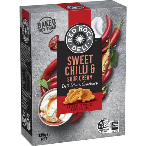 Red Rock Deli Deli Style Crackers Sweet Chilli & Sour Cream 135g