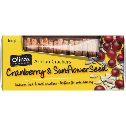 Olina's Bakehouse Artisan Cracker Biscuits Cranberry & Sunflower Seed 100g