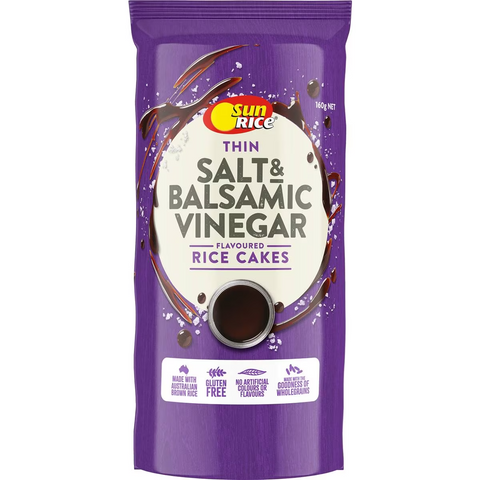 Sunrice Thin Rice Cakes Salt & Balsamic Vinegar 160g