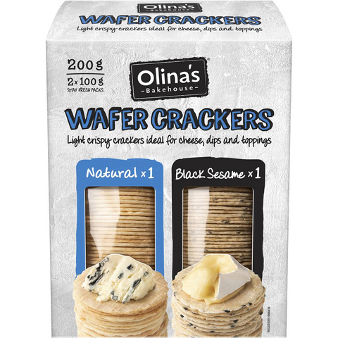 Olina's Bakehouse Wafer Crackers Natural & Black Sesame Assorted 200g