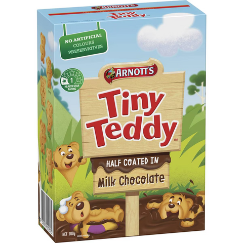 Arnott's Tiny Teddy Chocolate Half Coat Biscuits 200g