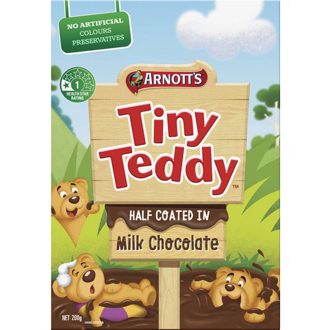 Arnott's Tiny Teddy Chocolate Half Coat Biscuits 200g