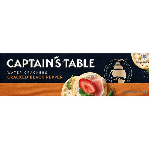 Captain's Table Cracked Black Pepper Water Crackers 125g