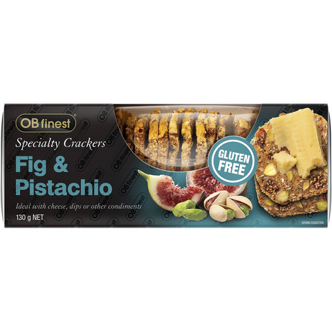 Ob Finest Gluten Free Speciality Crackers Fig & Pistachio 130g