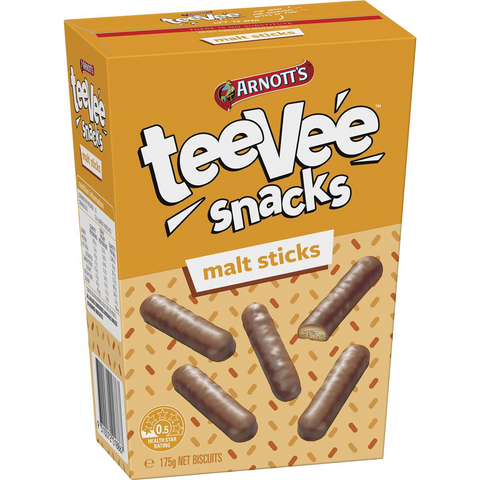 Arnott's Tee Vee Snacks Malt Sticks Chocolate Biscuits 175g