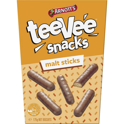 Arnott's Tee Vee Snacks Malt Sticks Chocolate Biscuits 175g