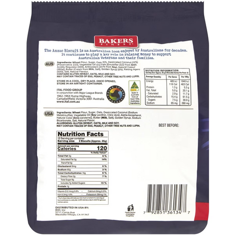 Bakers Finest Rsl Anzac Biscuits 300g