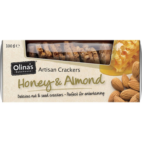 Olina's Bakehouse Artisan Crackers Honey & Almond 100g