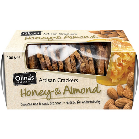 Olina's Bakehouse Artisan Crackers Honey & Almond 100g