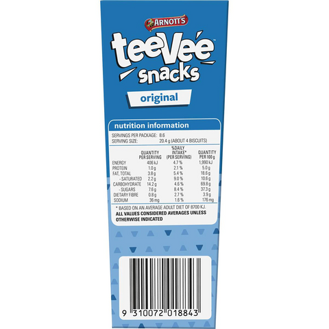 Arnott's Tee Vee Snacks Original Chocolate Biscuits 175g