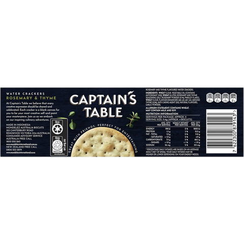 Captain's Table Rosemary & Thyme Water Crackers 125g