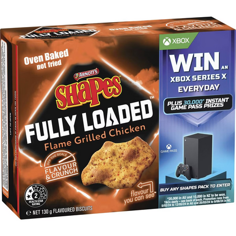 Arnott's Shapes Fully Loaded Flame Grilled Chicken Crackers 130g