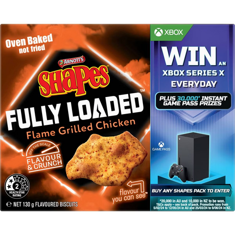 Arnott's Shapes Fully Loaded Flame Grilled Chicken Crackers 130g