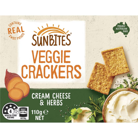 Sunbites Veggie Crackers Cream Cheese & Herbs 110g