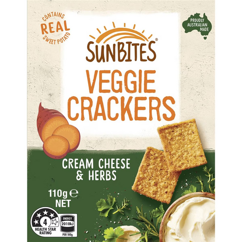 Sunbites Veggie Crackers Cream Cheese & Herbs 110g