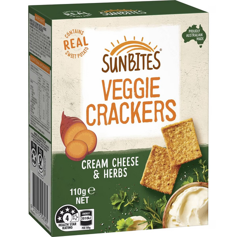 Sunbites Veggie Crackers Cream Cheese & Herbs 110g