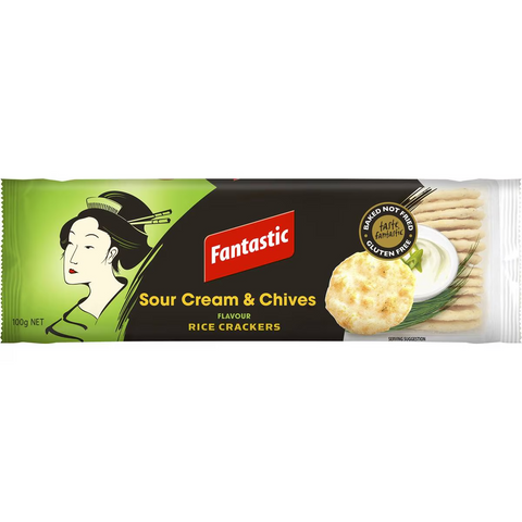 Fantastic Rice Crackers Sour Cream & Chives Flavour 100g