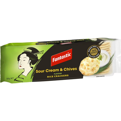 Fantastic Rice Crackers Sour Cream & Chives Flavour 100g