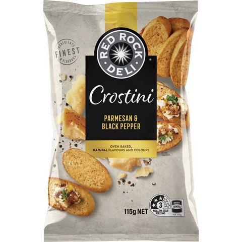 Red Rock Deli Crostini Parmesan & Black Pepper 115g