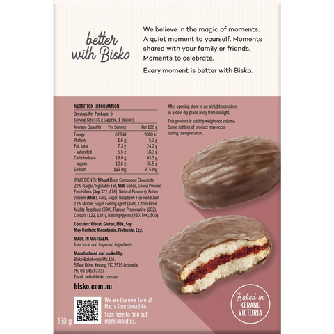 Bisko Bakehouse Dream Bites Shortbread Choc Jam Sandwich 150g