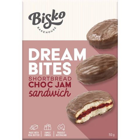 Bisko Bakehouse Dream Bites Shortbread Choc Jam Sandwich 150g