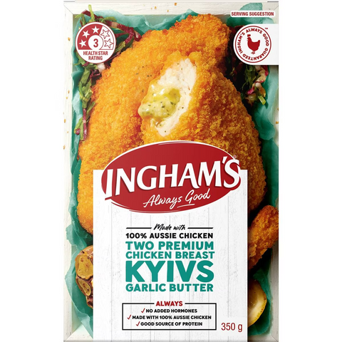 Ingham's Two Premium Chicken Breast Kyivs Garlic Butter 350g