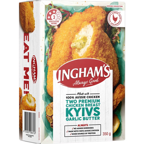 Ingham's Two Premium Chicken Breast Kyivs Garlic Butter 350g