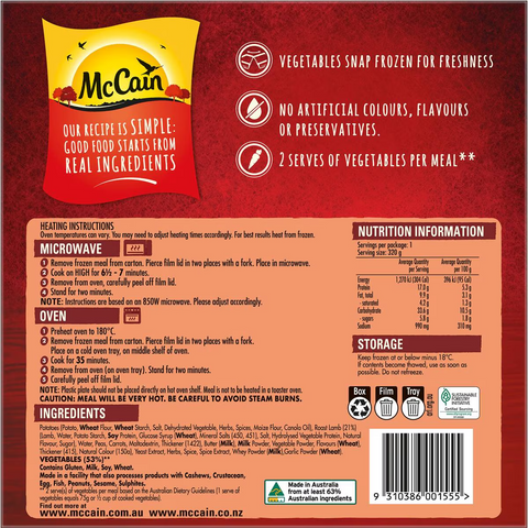 Mccain Dinner Roast Lamb Frozen Meal 320g